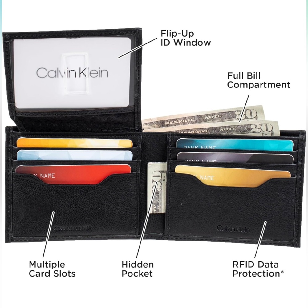 Calvin Klein Men’s RFID Leather Minimalist Bifold Wallet